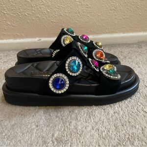 Kurt Geiger Black Sandals with Colorful Embellishments